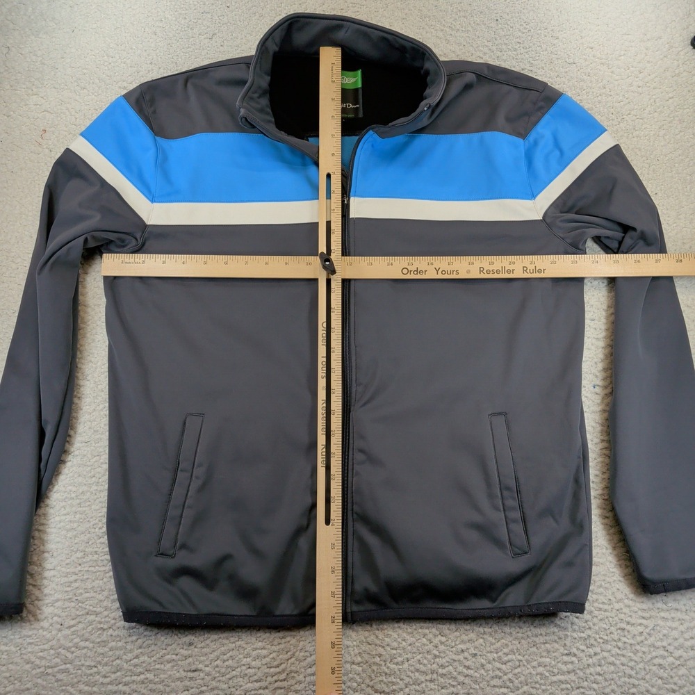 Straight Down Mens Full Zip Golf Jacket Gray Blue Striped Fleece Lined Large - Picture 7 of 7